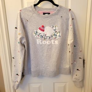 NWT Roots holiday raglan crew sweatshirt Sz L